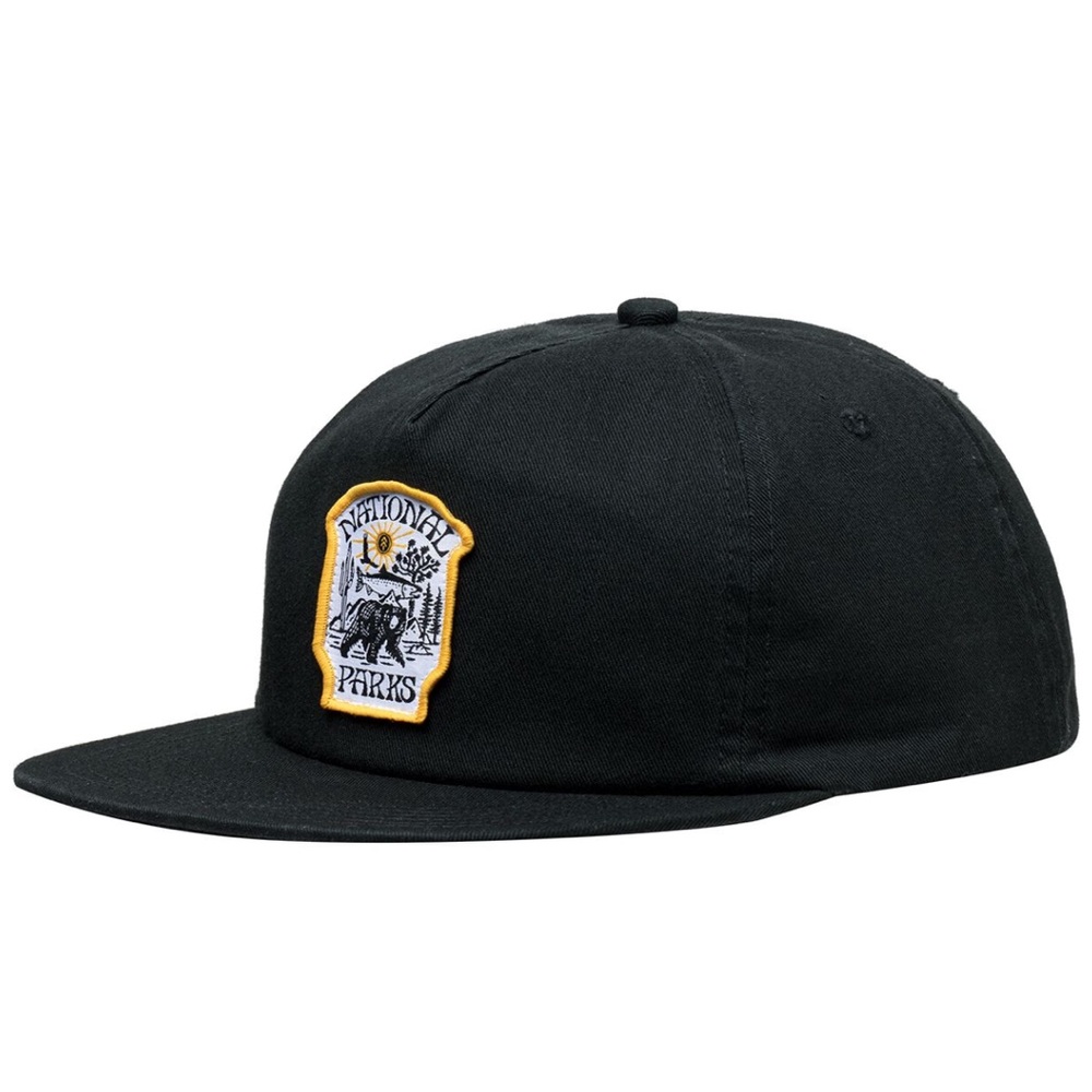 Unisex Black Parks Project X National Park Wildlife Patch Hat Strapback Cotton